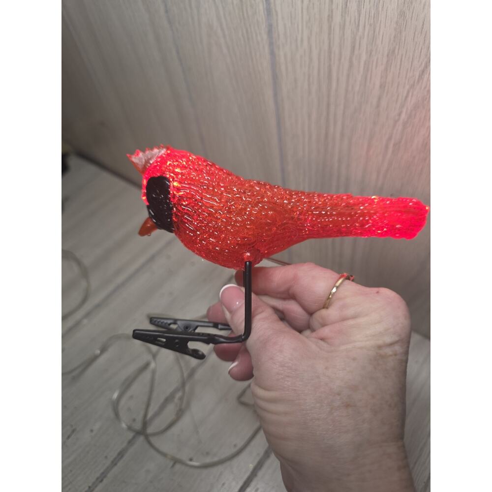 Christmas Cardinal 6" Clipped Feet Light Plug In Night Light Home Decor Holiday